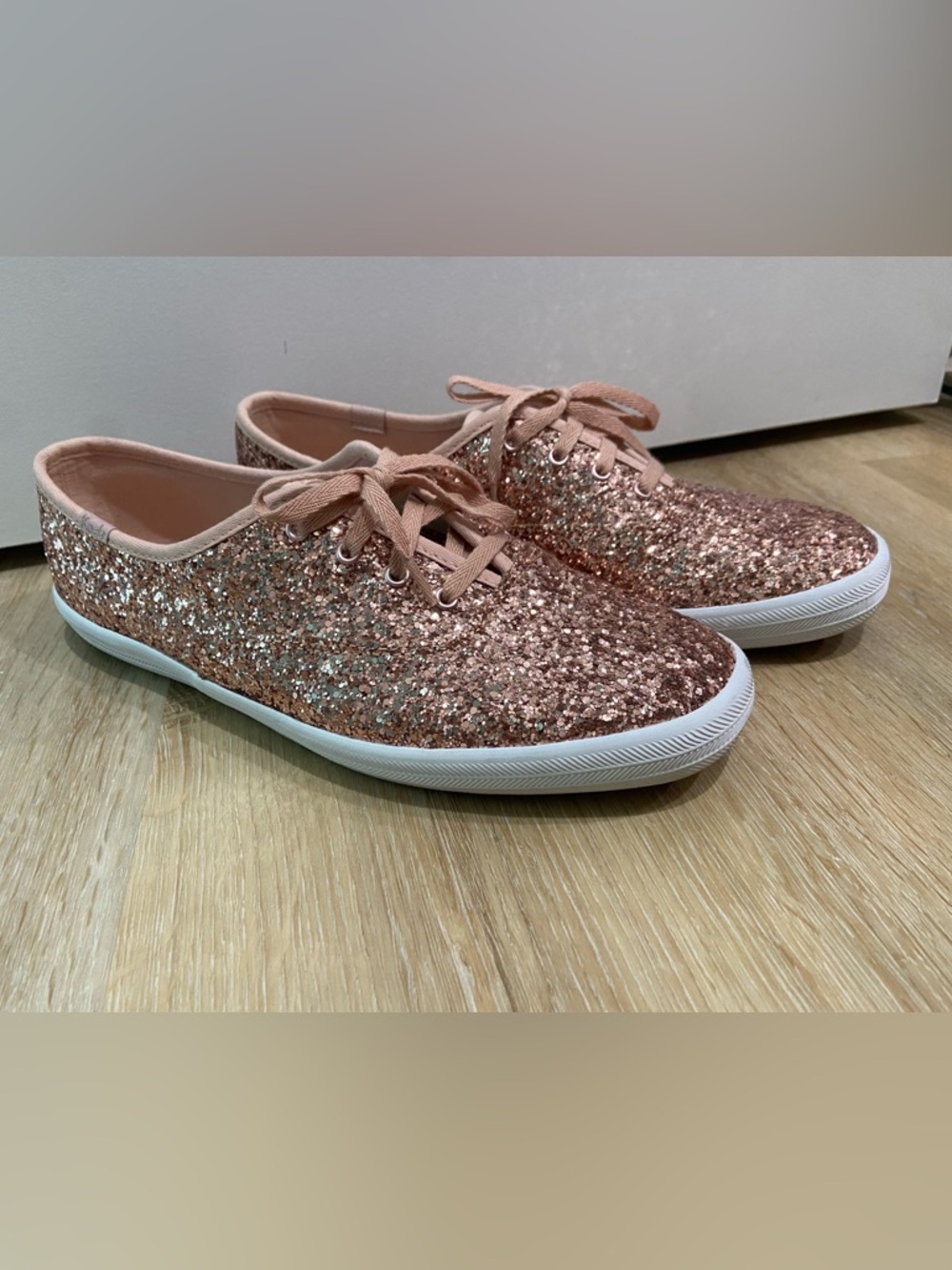 Keds Rose Gold Glitter Lace-Up Sneakers